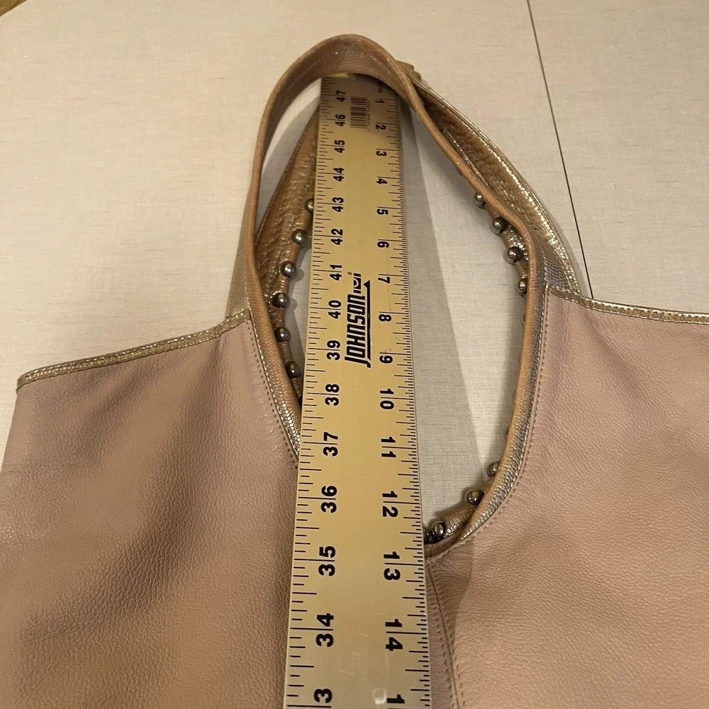 Bon Bonite Blush Pink Leather Hobo Shoulder Bag Metal Beads Dark Cottage‎ Grunge